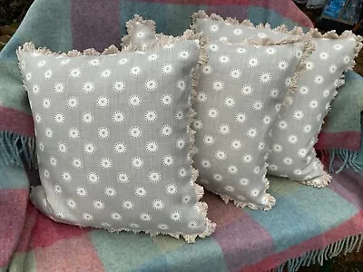 2 Cushion Covers - Vanessa Arbuthnott Pretty Maids Dove Grey + SW Stripe + Trim • £70