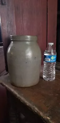 Antique Salt Glaze Stoneware Crock Storage Jar Western Pa Good Condition 1 Gal  • $25