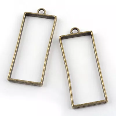 £4 • Buy Large Rectangle Pendants Bronze FLAT Open Back Bezel Resin Flower Jewellery