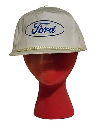 Vtg Ford Dealership White Snapback Baseball Trucker Hat Cap - Russ Dean Ford  • $18.04