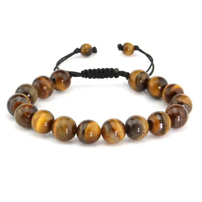 Natural Tiger's Eye Spirit Healing Gemstone Beads Beaded Bracelet Bangle For Men • $7.49