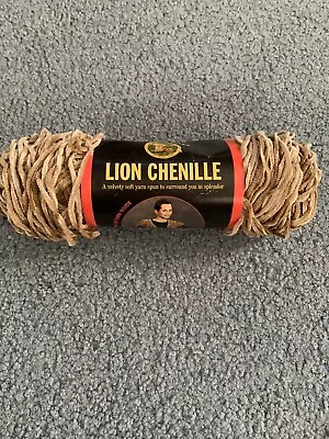 Lion Brand Lion Chenille Acrylic Yarn Color Mocha Worsted Velvet Soft USA Made • $3.02