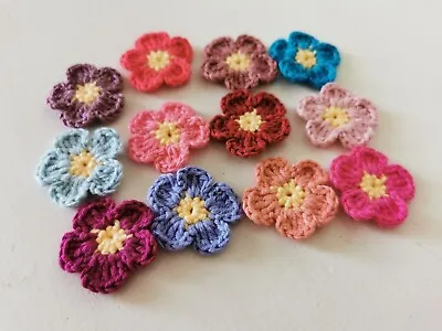 12 Handmade Crochet Colourful Flowers Applique  Colourful Flowers Sewing • £15