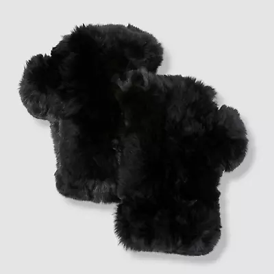 $95 Surell Womens Black Fingerless Rabbit Fur Mittens Gloves One-Size • $29.98