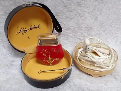 Vintage Lady Schick Model 10 Red Electric Razor + Power Cord + Brush + Case • $18