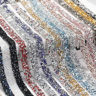 1yard 12mm Glitter Rhinestone Chain Tape GlitzersteineResin Crystal Trimming Diy • $11.69