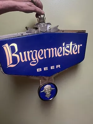 Vintage Burgermeister Beer Lighted Sign Hanging Double Sided (see Description • $249