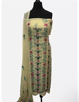 Unstitched Chiffon 4pc Dress Pakistani Ladies Embroidered Party Salwar Kameez • £25