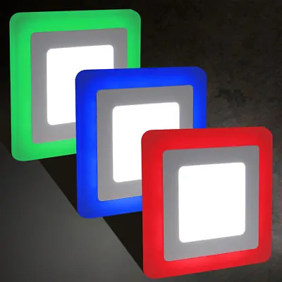 £8.99 • Buy 6W LED Recessed SQUARE Ceiling Light Panel Dual Colour Spotlight RED GREEN BLUE 