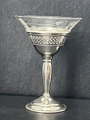 Vintage Redlich & Co Sterling Silver Cordial Cup W/ Etched Glass Liner • $49.95