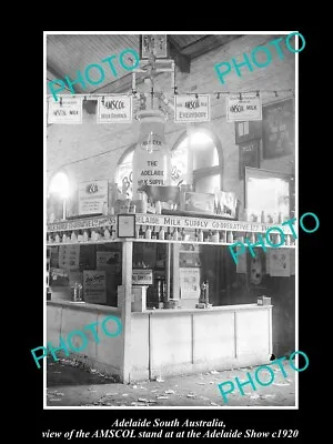 Old Postcard Size Photo Of Adelaide Sa View Of The Amscol Milk Show Stand 1920 • $7