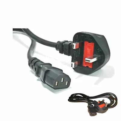 UK Mains10Amp Power Cable Kettle's Lead PC's TFT LCD TV's IEC C13 Socket-2m • £7.99