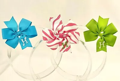 3 Personalized Hair Bow Lot 2.75  Girls Monogram Turquoise Green Initial H • $9.99