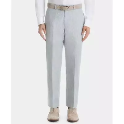 Lauren Ralph Lauren Mens Classic Fit UltraFlex Seersucker Pants Blue 36 X 34 • $48.72