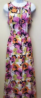 VTG 70's NOS Abstract Floral Sleeveless Bodysuit And Button Down Maxi Skirt 8 • $30.55