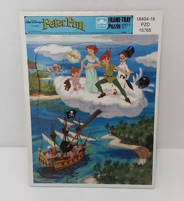 VTG Walt Disney's Peter Pan 12 Pc Golden Frame Tray Puzzle #4165  • $7.50