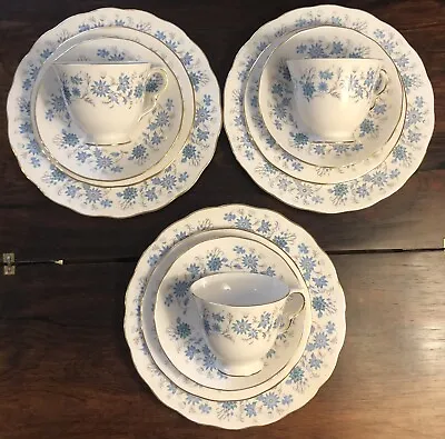 3 X COLCLOUGH Braganza Bone CHINA Quattro: CUP SAUCER SIDE & SALAD PLATE VGC • £24