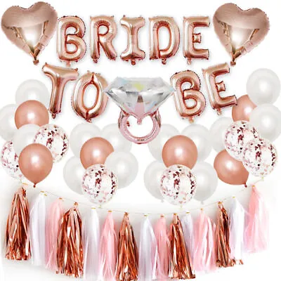 $21.57 • Buy Hen Party Bride To Be Decorations Diamond Ring Heart Foil Balloons Tassel Banner