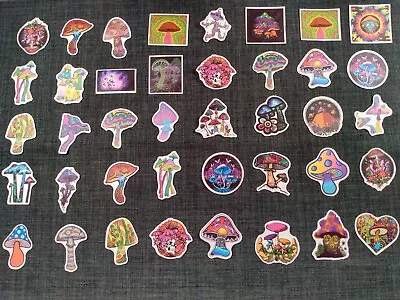 Mushroom Hippie Stickers - Colorful Vinyl Lot Of 40 (Random) • $5.50
