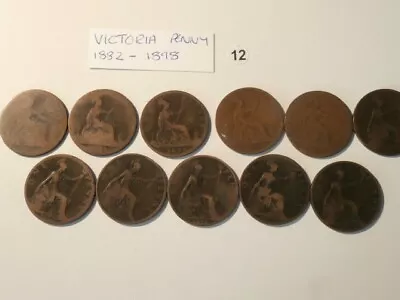 Vintage QUEEN VICTORIA Coins X 11  1882 - 1901      PENNY • £4.99