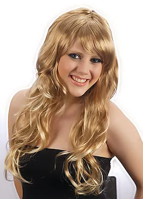 Womens Brown Black Red Blonde Long COSPLAY WIG Hair Curly Straight Fancy Dress • £4.99