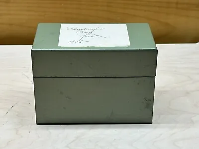 Vintage J Chein & Co Olive Green Metal Tin Recipe Index File Storage Box 1950s • $8.50