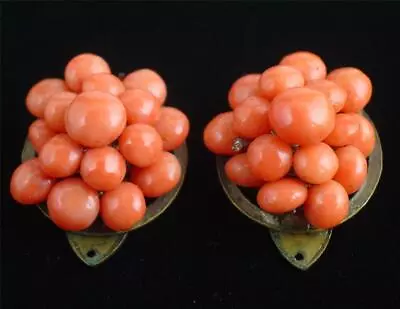 Pair Of Antique Red Coral Dress Or Fur Clips • $9.99