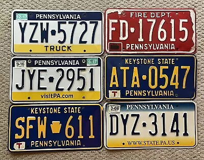 Lot Of 6 Pennsylvania USA License Plates Fire Department Website Keystone Blue • $5