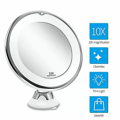 10X Magnifying Mirror With LED Lights Make Up Shaving Illuminated Cosmetic UK • £7.89