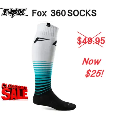 CLEARANCE! FOX 360 Motocross MX Socks Lg NEW Dirt Bike ATV Socks FGMNT Teal • $25