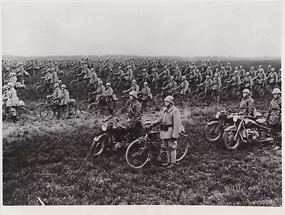 1940 Press Photo WWII Dutch Bicycle & Motorcycle Troops At Attention In Holland • $12.99