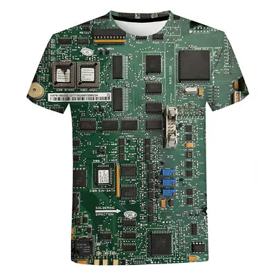 Fashion Circuit Board 3D Printing Men's Street Trend Round Neck T-shirt • $17.27