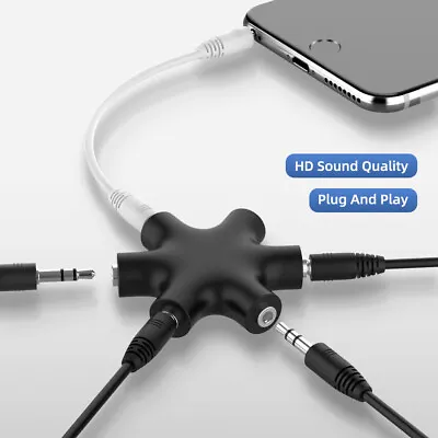 $6.96 • Buy Audio Aux Cable Splitter 1 Male To 5 Female Headphone Port 3.5Jack Share Adapter