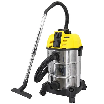 1600W 30ltr Wet Dry Vacuum Cleaner Blower Vac With Power Socket Stainless Steel • £78.95