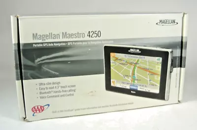 GPS Magellan Maestro 4250 4.3  LCD AAA TTS Bluetooth US PR Canada IN BOX Car Set • $26.95