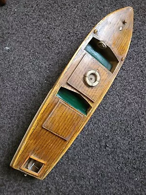 £24 • Buy Vintage Wooden Model Motor Boat Spares Or Repairs In Need Of Some Tlc Shed Find