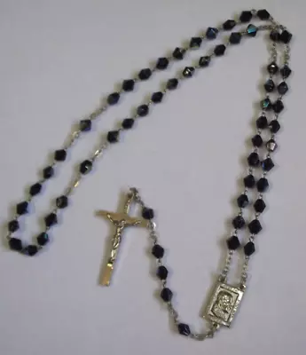 Vintage Blue Carnival Glass Bead Pope Paulus VI Pont Max Rosary Roma Italy • $20