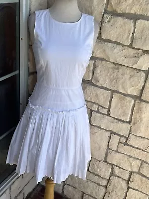 J Crew Factory White  Cotton Pleated Suiting Dress - Size 0 • $20