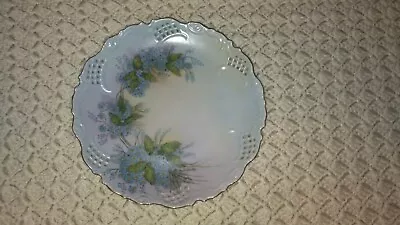 Vintage Hand Painted Forget Me Not Reticulated Plate 10  Well Done • $16.99