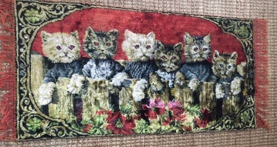$179.99 • Buy VINTAGE CUTE KITTEN CATS CAT Tapestry Wall Hanging Rug 27x40 Inches SWEET GIFT