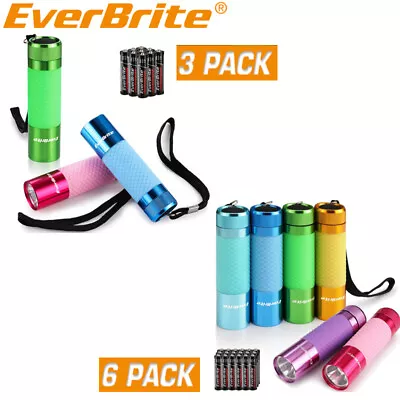 EverBrite 3Pack/6Pack/9Pack Mini LED Flashlight Glow IN Dark Aluminum Flashlight • $26.59