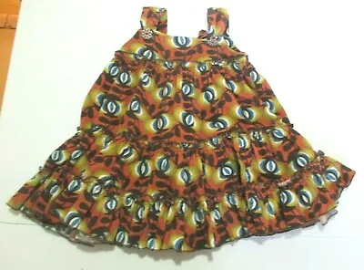 Toddler Girls Matilda Jane Brown & Blue Geo Floral Corduroy Jumper Dress Size 2 • $4.79