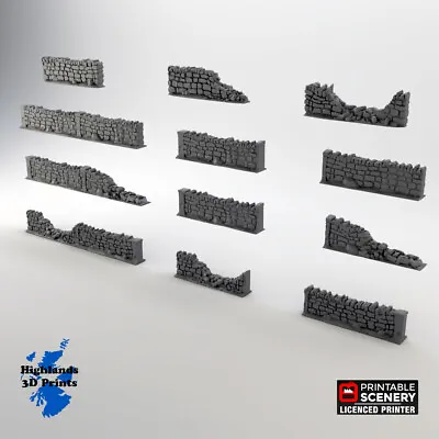 £21.99 • Buy Straight Stone Walls 28/20/15/10 Scatter Terrain Tabletop Gaming DnD WW2 3DPrint