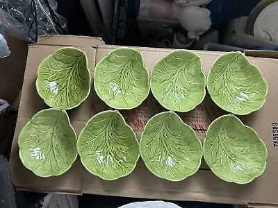 Set Of 8  Green Cabbage Ceramic Plates Handmade • $99.99