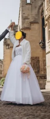 £240 • Buy Bridal White Wedding Dress Size 10-12 Corset Back, Zip, A Line, Floor Length