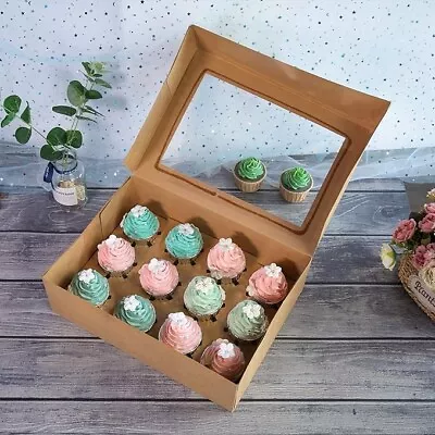 Lot Of 30 - Pop Up Cupcake Boxes 12 Holders Cake Carrier Foord Grade Kraft • $21.95