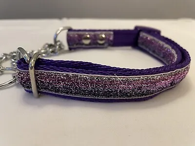 PURPLE SPARKLE GLITTER Medium Dog/Puppy HALF CHOKE COLLAR - Cushioned • £3.99