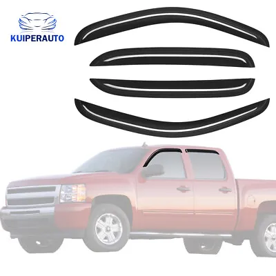 Window Visor Rain Sun Guards Vent For 07-13 Chevy Silverado Sierra Crew Cab • $27.89