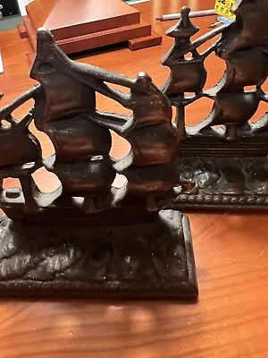 Vintage Cast Iron Ship Nautical Old Ironsides Book Ends Door Stopper 1940s • $25