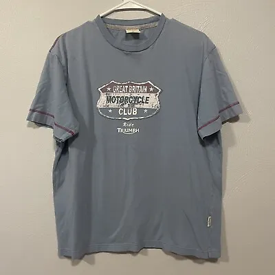 Vintage Triumph Motorcycles Club TShirt Men’s L Blue Great Britain Single Stitch • $29.99